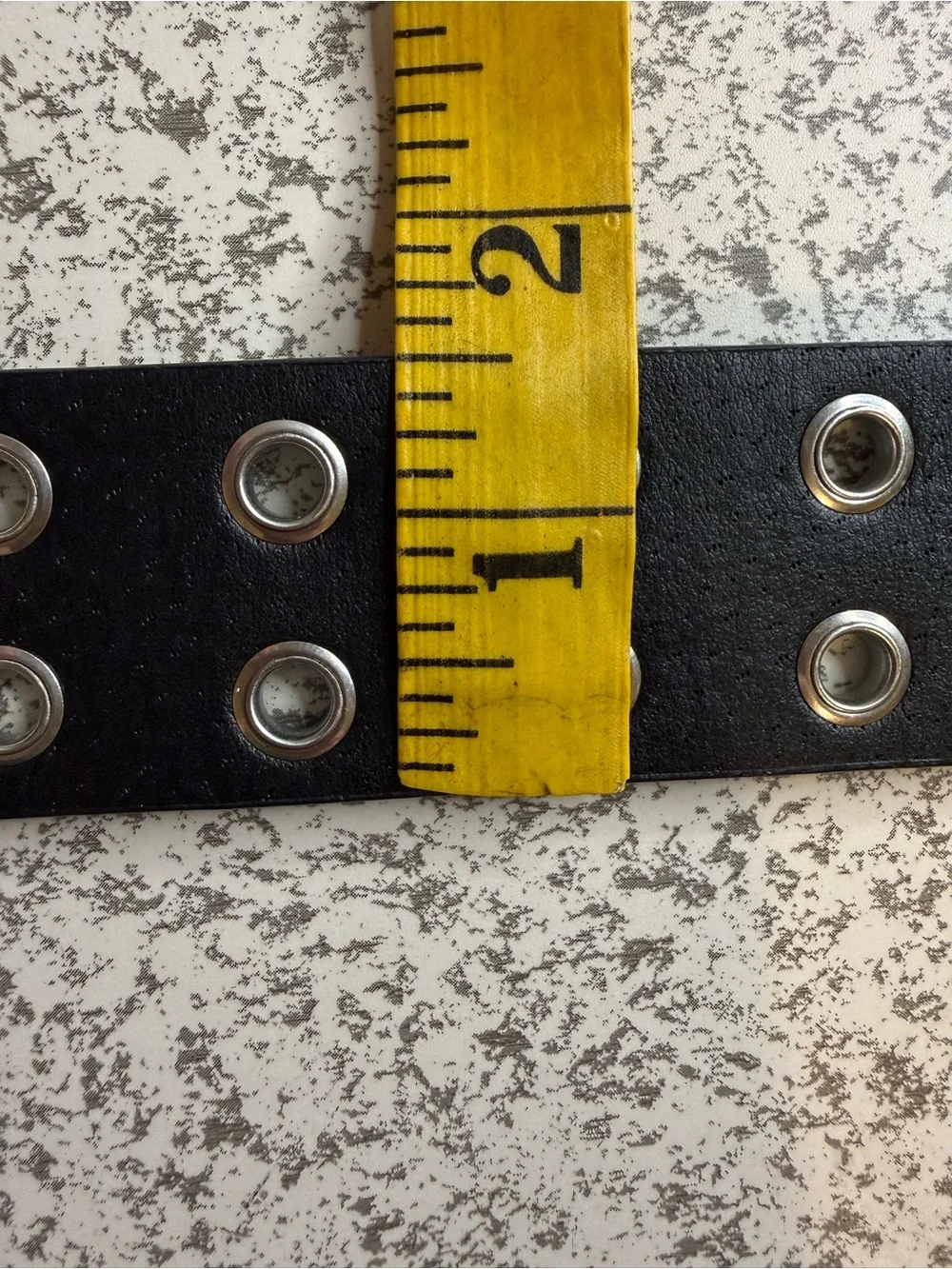Y2K Rocker/Punk Black Grommet Faux Leather Belt Silver Buckle M/L